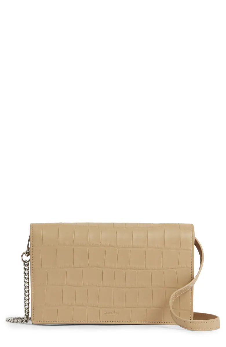 Fetch Croc Embossed Leather Chain Crossbody Wallet | Nordstrom