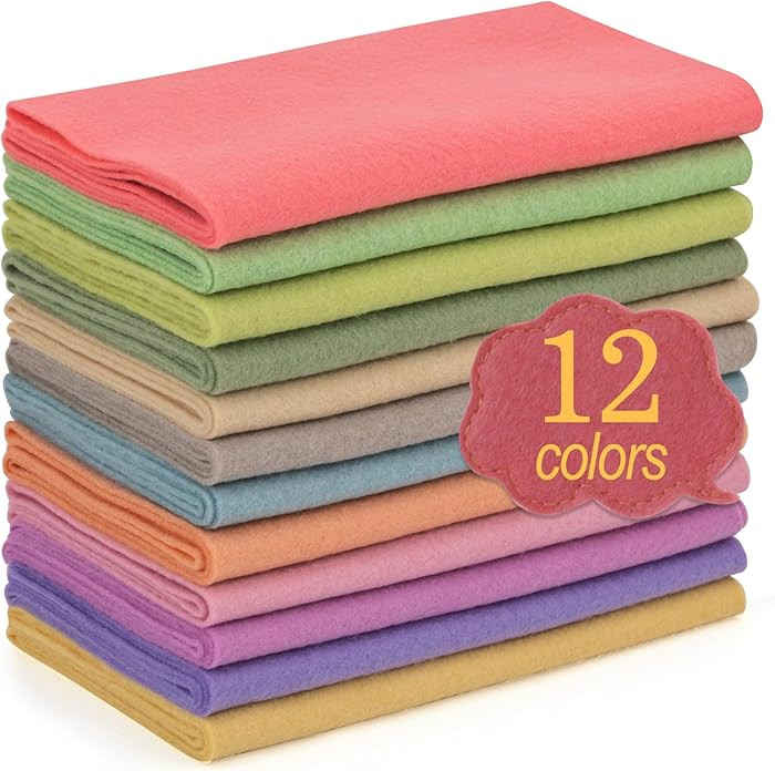XSEINO 12 Rolls 8"x35" 1.4mm Thick Soft Felt Fabric Sheet 12 Assorted Morandi Series Colors Felt ... | Amazon (US)