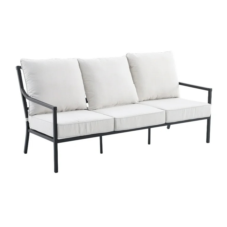 My Texas House Cambria X-Back Outdoor Steel Sofa with Cushions, Black | Walmart (US)