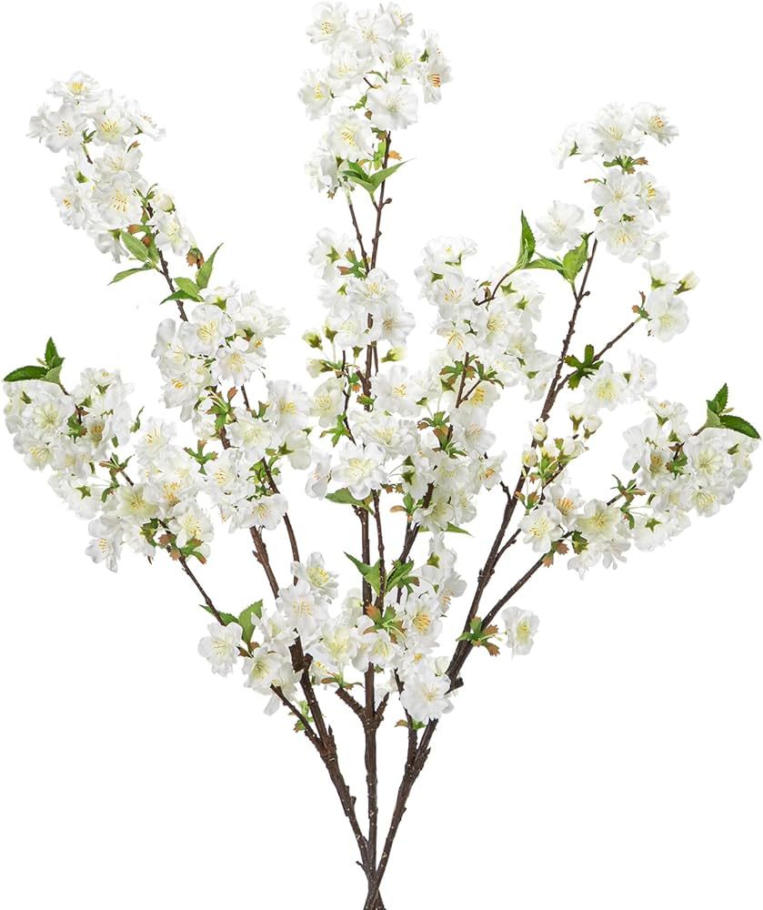 Briful 3PCS 37" Tall Artificial Flowers Peach Blossom Branches, Silk Flowers Cherry Blossom Fake ... | Amazon (UK)