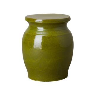 18 in. Koji Green Indoor/Outdoor Ceramic Garden Stool | The Home Depot