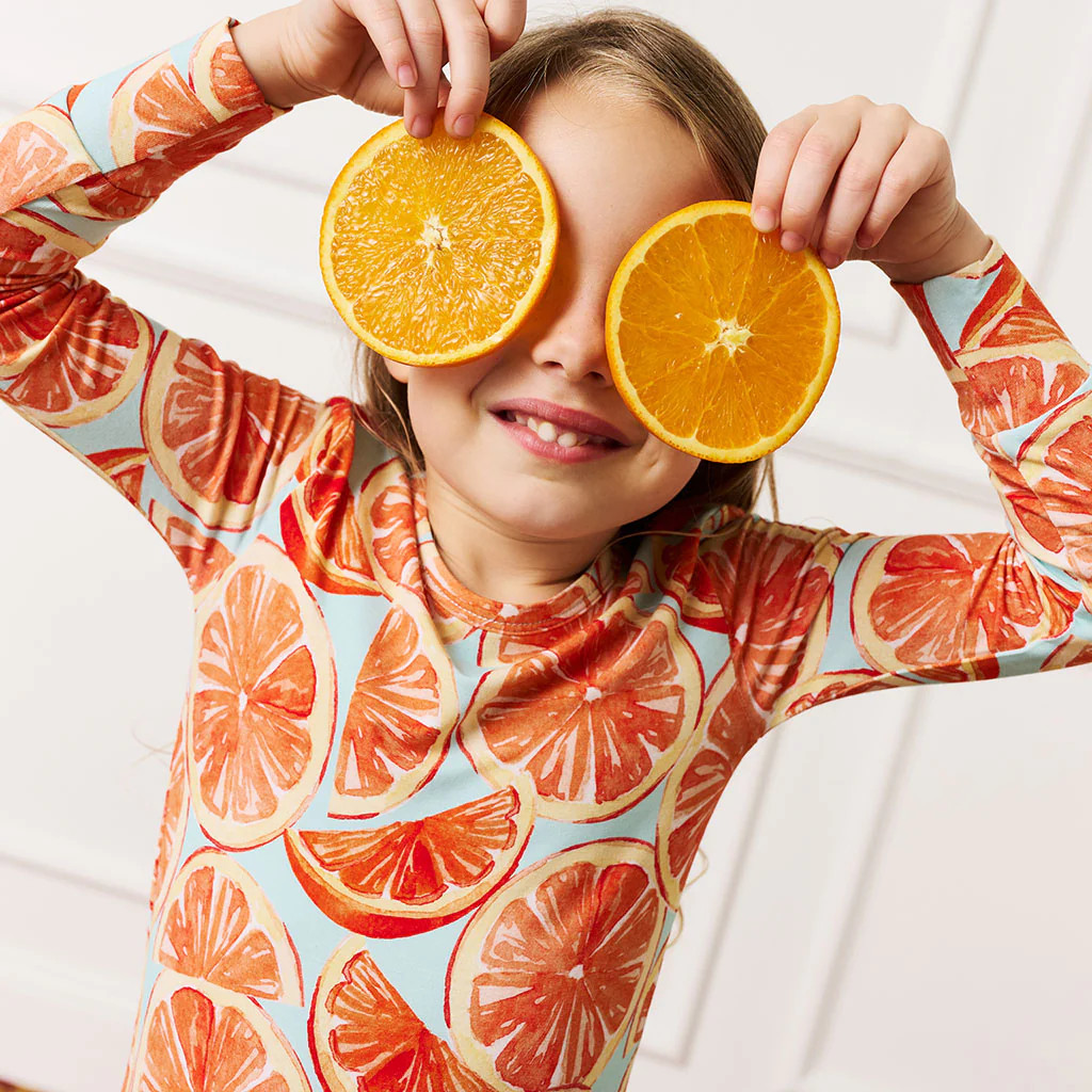Citrus Orange Long Sleeve Toddler Pajamas | Oranges | Posh Peanut