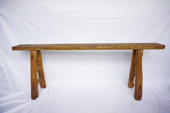 Chinese Vintage Antique Elm Wood Bench | Etsy | Etsy (US)