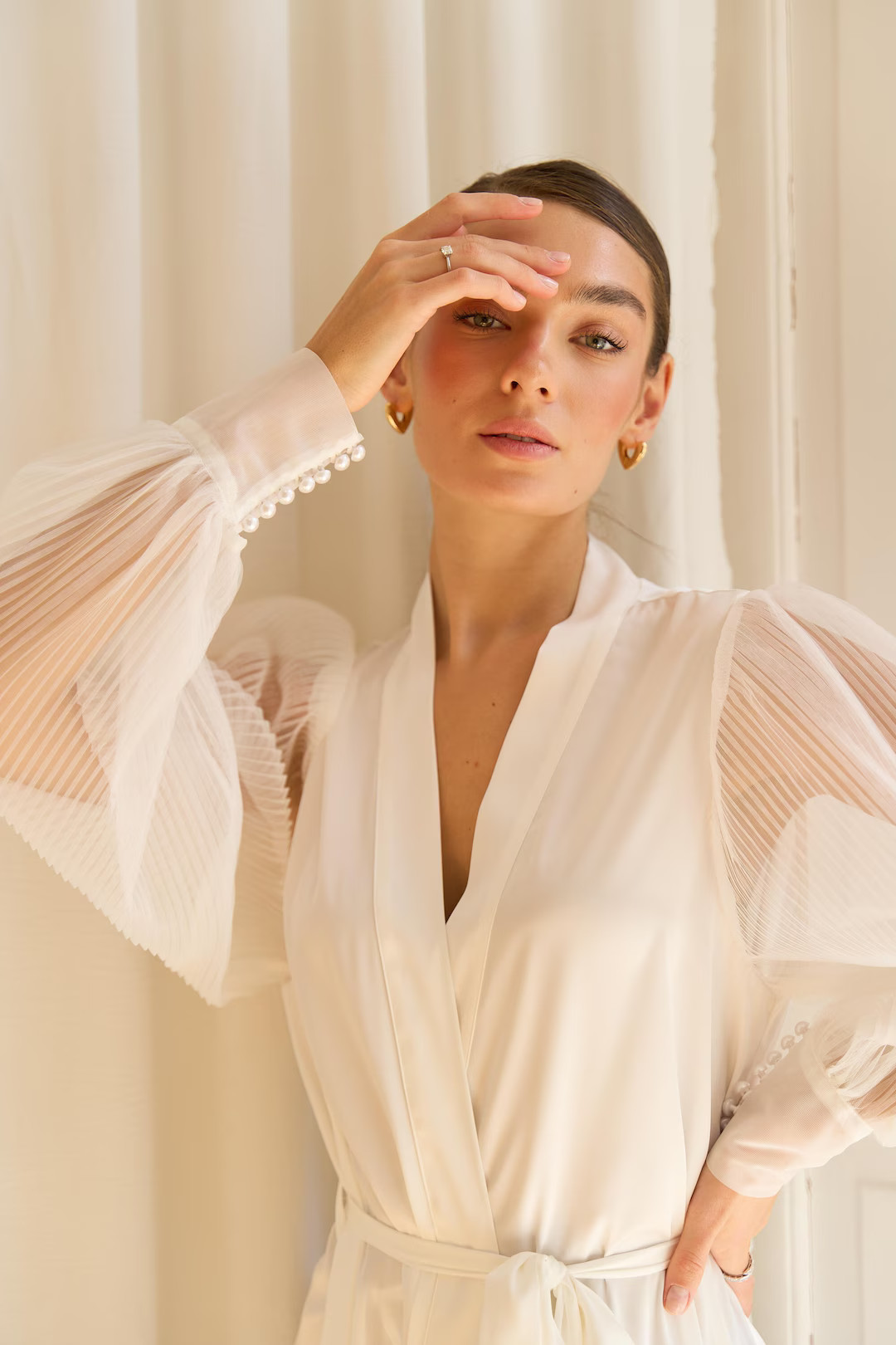 Long Bridal Robe Bride Robe for Wedding Day White Bridal Dressing Robe Floor Length Robe Satin Ro... | Etsy (US)