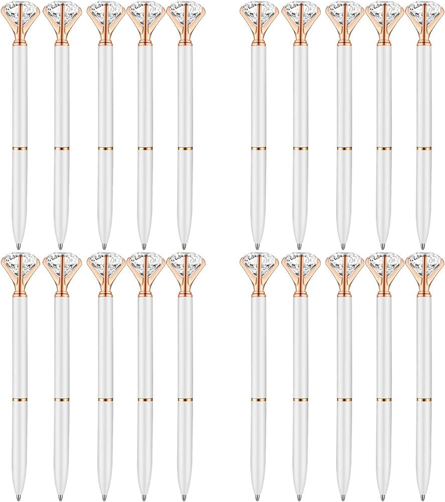 PASISIBICK White Diamond Pens Pack of 20 Bling Diamond Gem Pen Décor Gifts for Women Bridesmaid ... | Amazon (US)