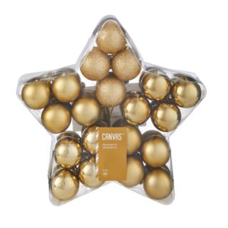 CANVAS Shatterproof Ball Christmas Ornament Set, in Star Case, Gold, 40-mm, 40-pc | Canadian Tire