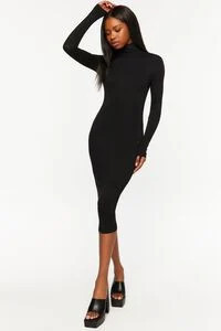 Turtleneck Long-Sleeve Midi Dress | Forever 21 (US)