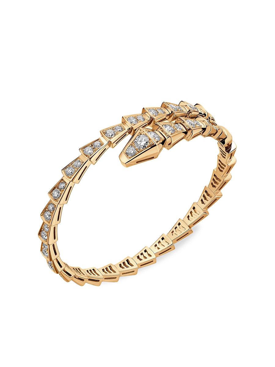 Women's Serpenti Viper 18K Yellow Gold & Diamond Wrap Bangle Bracelet - Yellow Gold - Size Medium | Saks Fifth Avenue