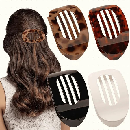 JIAYUEZHAO Flat Round Lay Down Hair Claw Clips, 4 ct | Walmart (US)