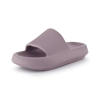 CUSHIONAIRE Feather Slides – Comfortable Cloud Cushion House Slippers for Women, Indoor Outdoor EVA Foam Foot Spa Shower Shoes, IRIS 10 | Target