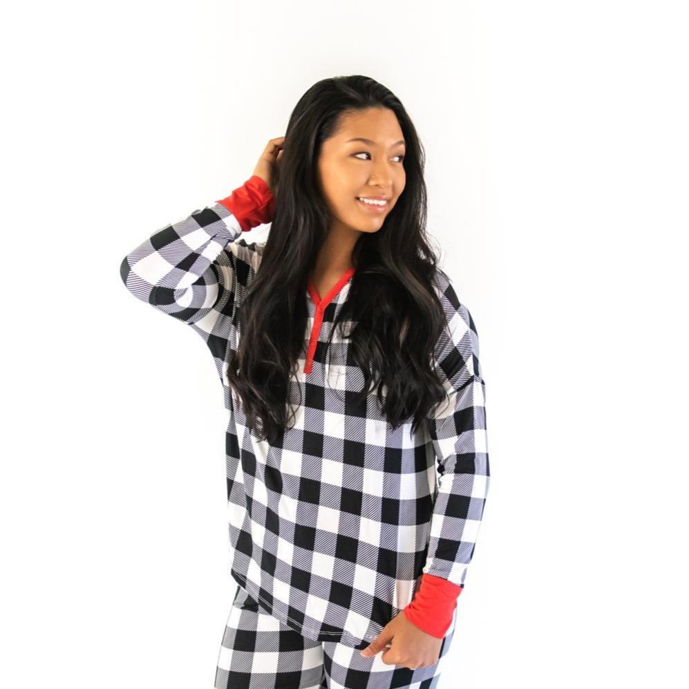 Buffalo Plaid Women's Bamboo Viscose Pajama Top | Little Sleepies
