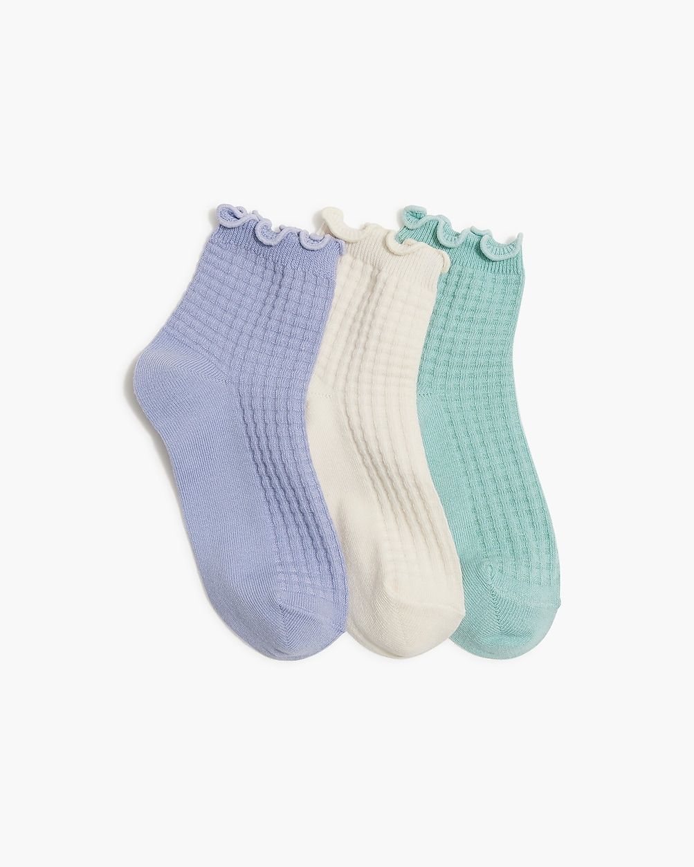 Girls' lettuce-edge waffle socks three-pack | J.Crew Factory