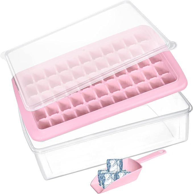 SQLHM Ice Cube Tray with Lid and Bin 55 - Ice Cube Molds for Freezer BPA Free Ice Container Comes... | Amazon (US)