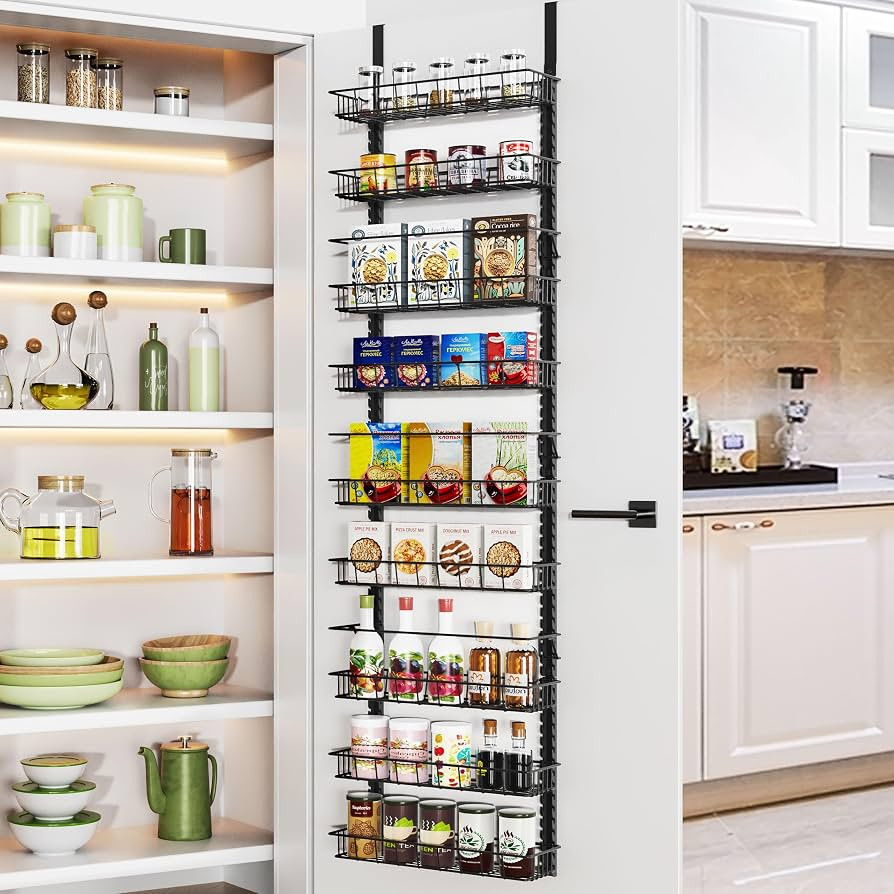 Churboro Over the Door Pantry Organizer Rack with 9 Adjustable Baskets, 9 Tiers Dual-use Hanging ... | Amazon (US)