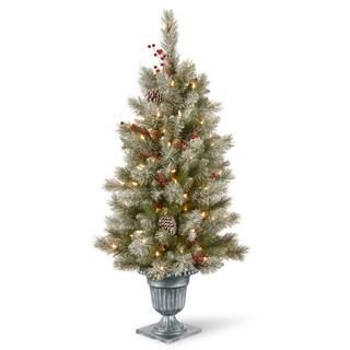 4ft. Pre-Lit Feel Real® Snowy Bristle Berry Artificial Christmas Entrance Tree, Clear Lights | M... | Michaels Stores