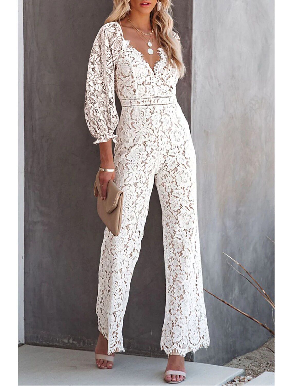Women's Elegant for Party Sexy Backless Rompers Elegant High Waist Lace Halter Jumpsuit and Rompe... | Lightinthebox