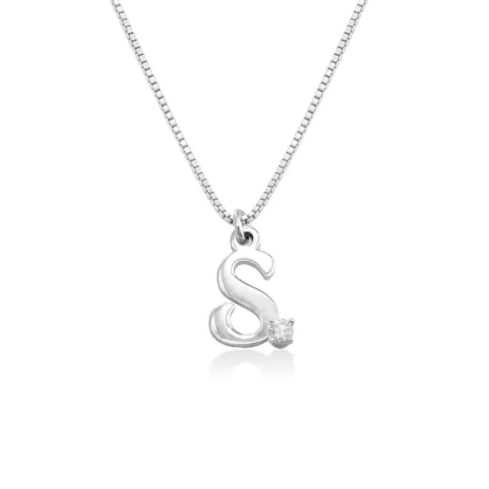 Diamond initial necklace in Sterling Silver | MYKA