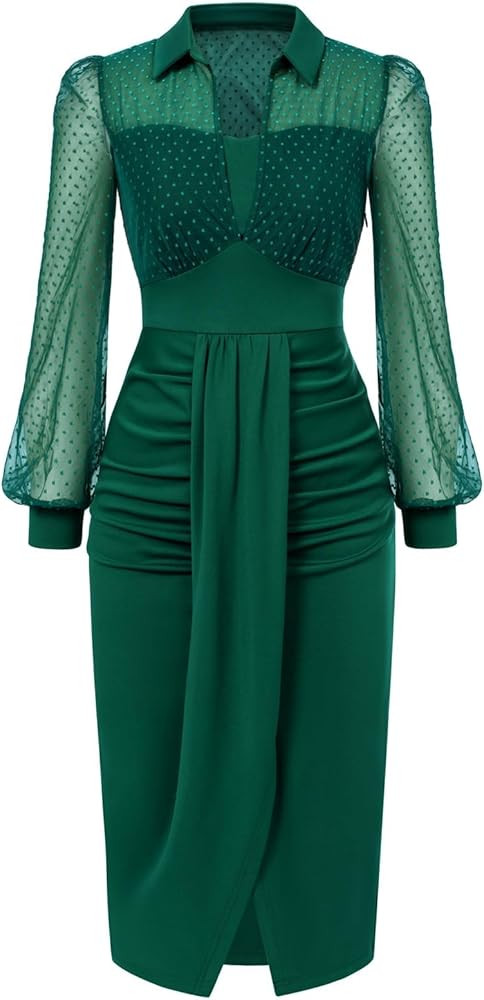 Belle Poque Womens Vintage Dress Mesh Long Sleeve Dresses | Amazon (US)