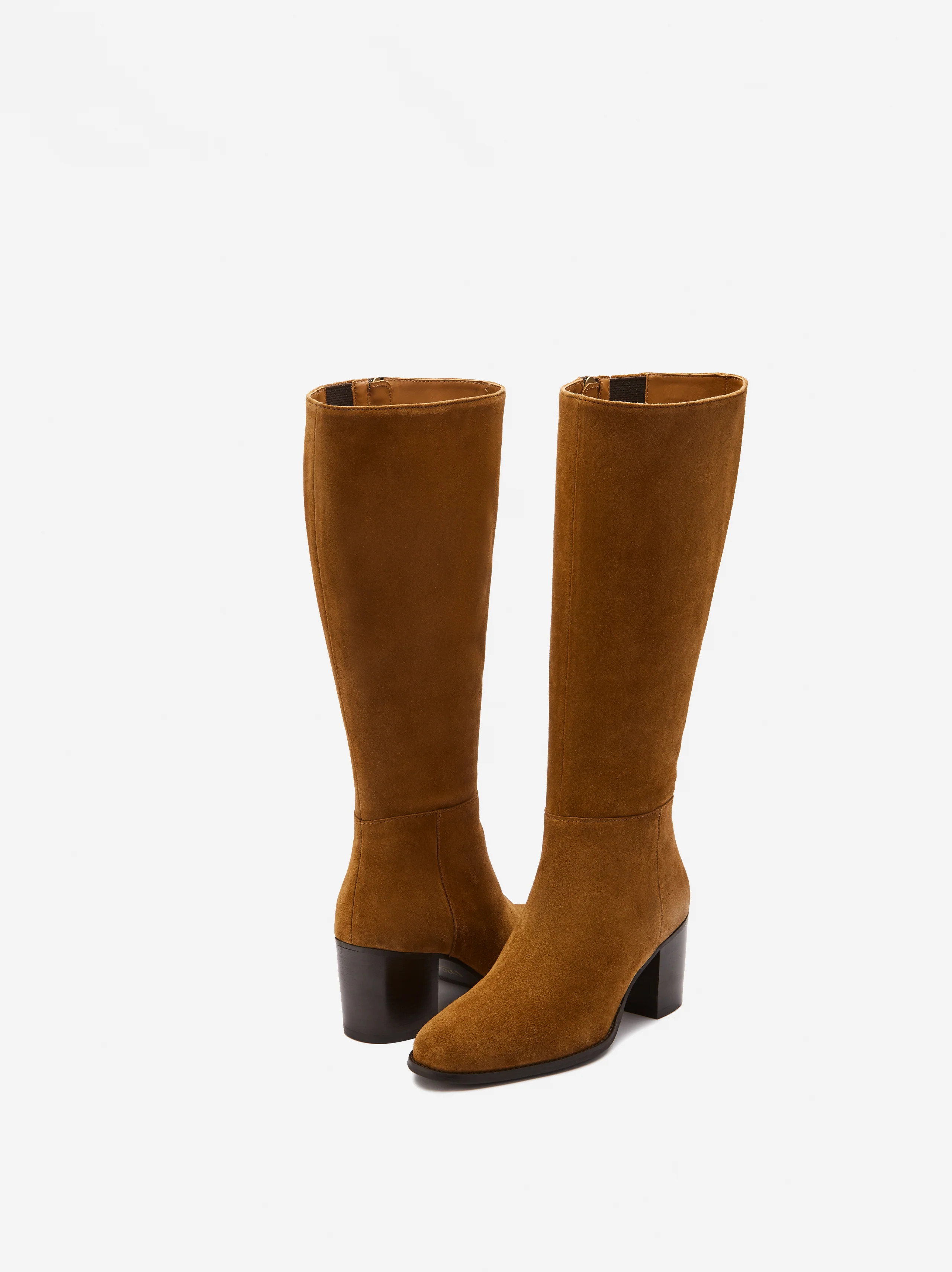 Dalia Petite Tan Suede Block heel Knee High Boots | DuoBoots | DuoBoots