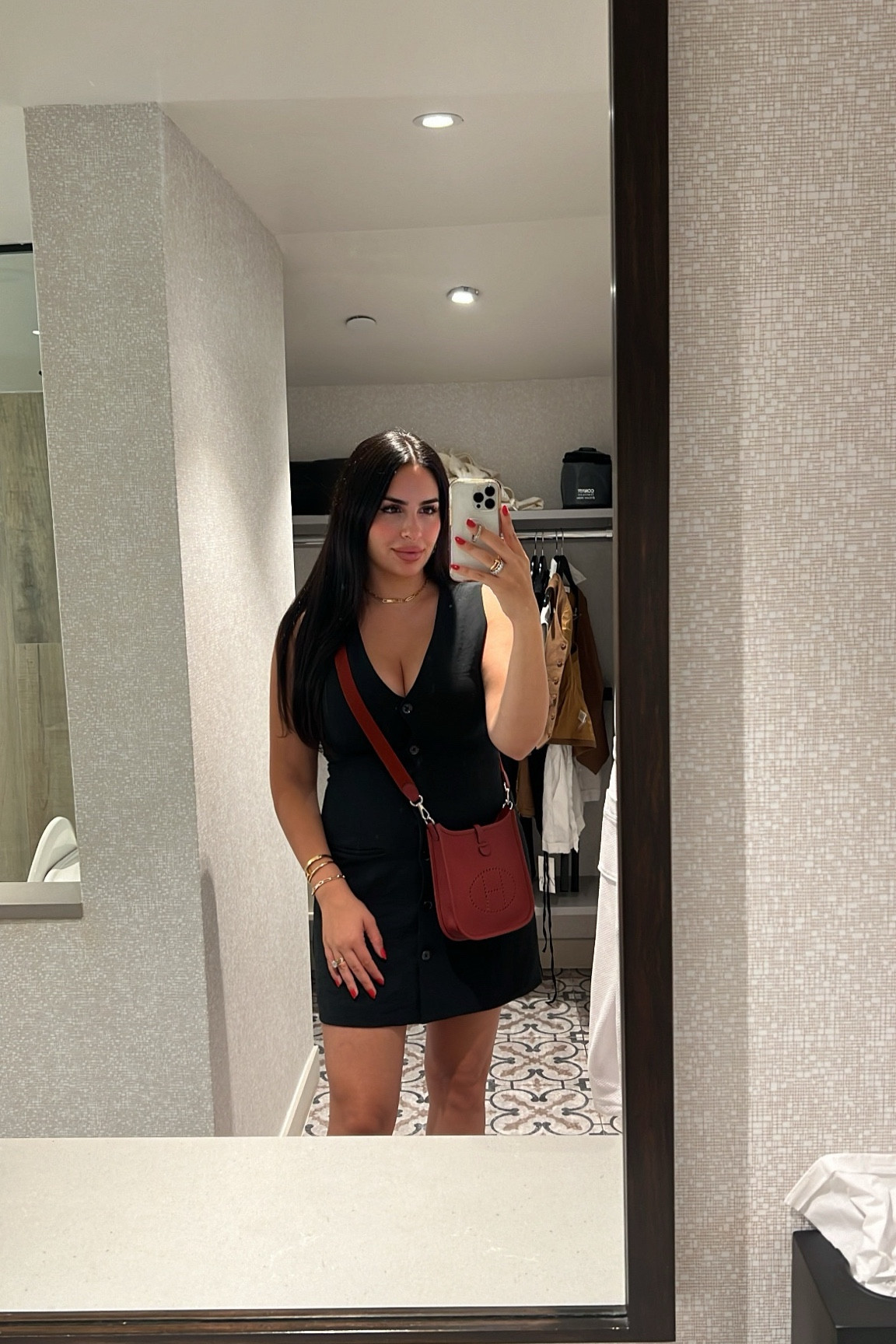 Vest dress, black mini button dress