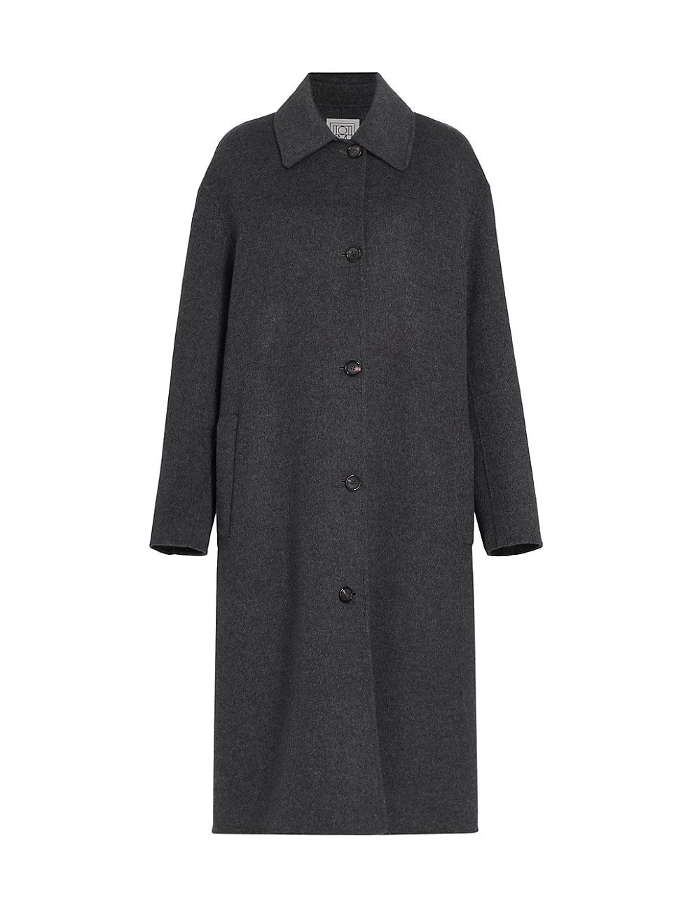 Women's Long Wool Double Car Coat - Charcoal Melange - Size 10 | Saks Fifth Avenue