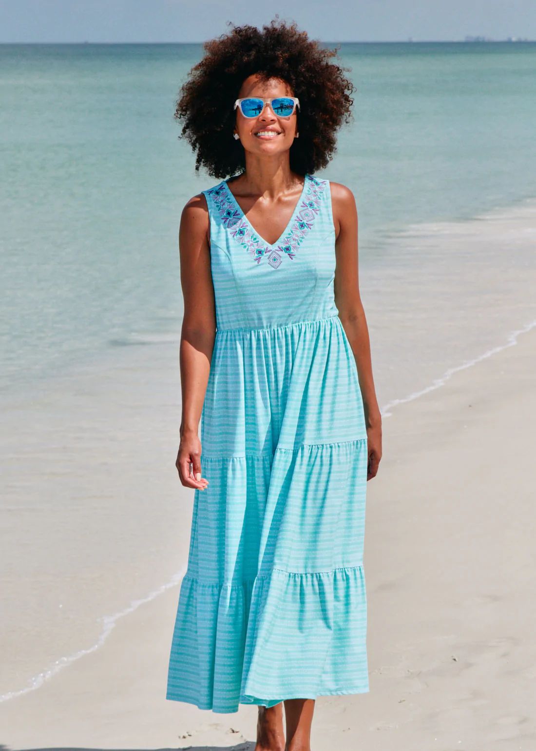 Naples Embroidered Sleeveless Tiered Maxi Dress | Cabana Life