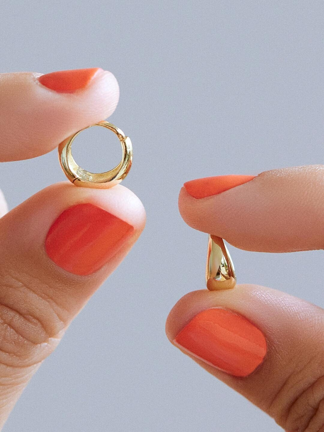 14k Gold Teardrop Earrings • Mini Drop Earring • Chunky Dome Hoop Earrings • 14k Solid Gold... | Etsy (US)