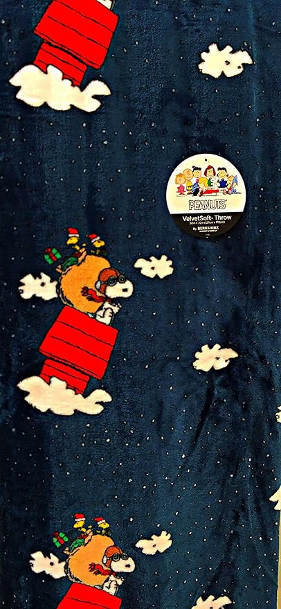 Berkshire Blanket & Home Co. Peanuts Gang Santa Snoopy & Woodstock Merry Christmas Velvet Soft Pl... | Amazon (US)