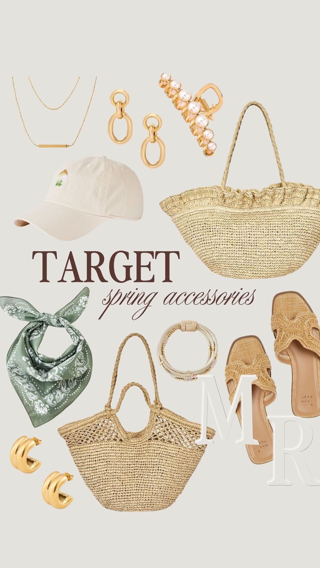 Target spring accessories. I love these woven totes and sage green scarf. These are perfect for the beach or everyday spring look. 

 

#LTKmomlife #LTKSeasonal #LTKTravel