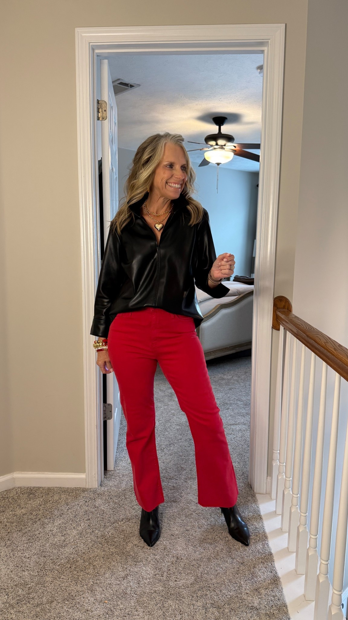 Fun Christmas party look that’s not over the top holiday. Wearing XS top and 28 jeans (sized up in jeans)

#LTKOver40 #LTKFindsUnder100 #LTKootd