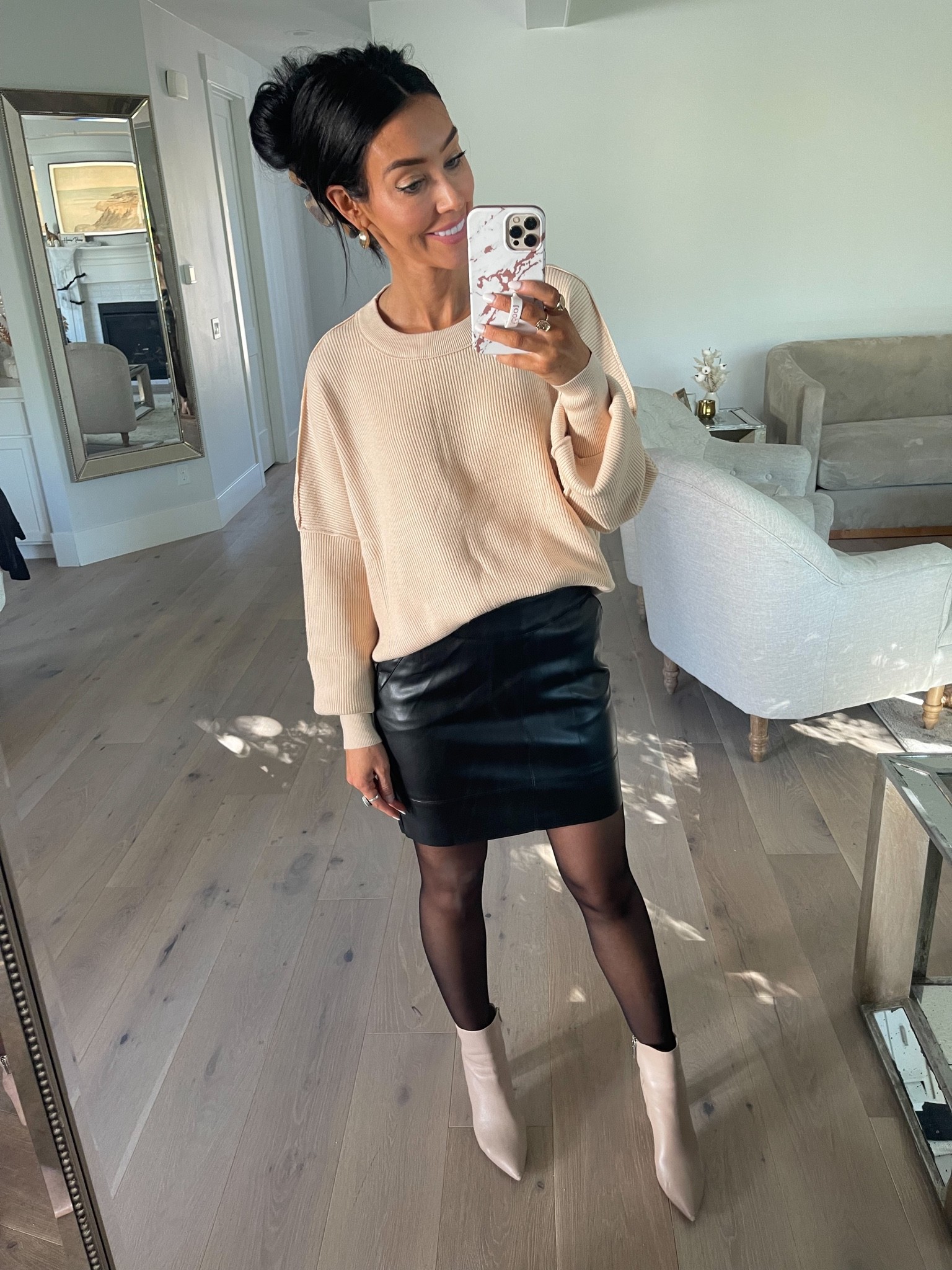 Faux leather skirt outfit, amazon finds, amazon sweater, holiday outfits

#LTKSeasonal #LTKstyletip #LTKHoliday