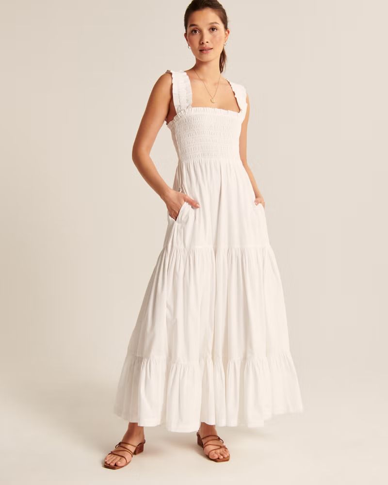 Women's Smocked Bodice Easy Maxi Dress | Women's | Abercrombie.com | Abercrombie & Fitch (US)