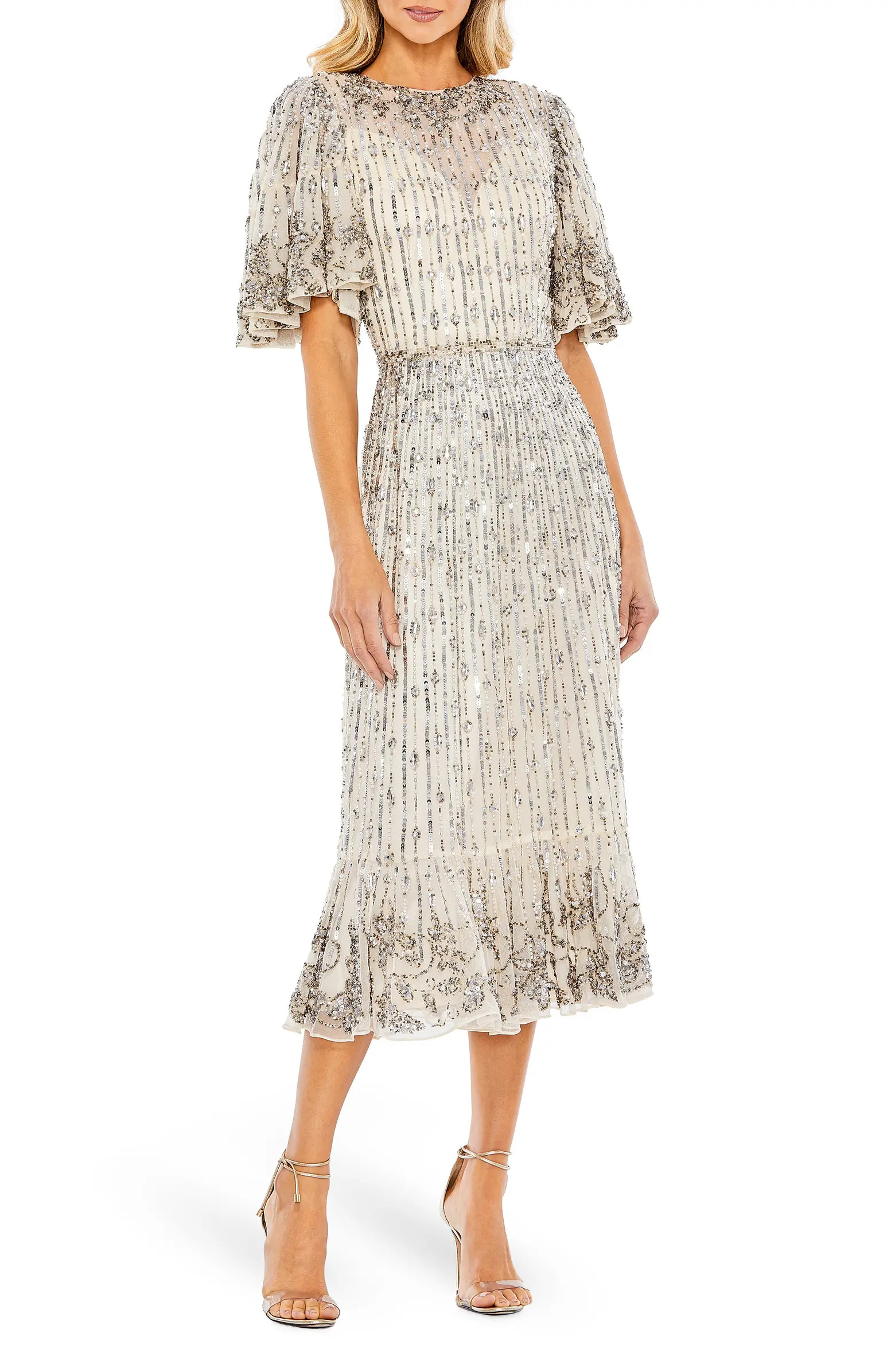 Sequin Flounce Sleeve Tulle Cocktail Dress | Nordstrom