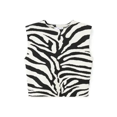 MANGO Zebra Jacquard Sleeveless Top in Black at Nordstrom, Size Small | Nordstrom