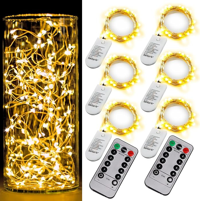 6 Pack Fairy Lights Battery Operated with Timer 2PCS Remote 6.5ft 20LED Warm White Twinkle Lights... | Amazon (US)