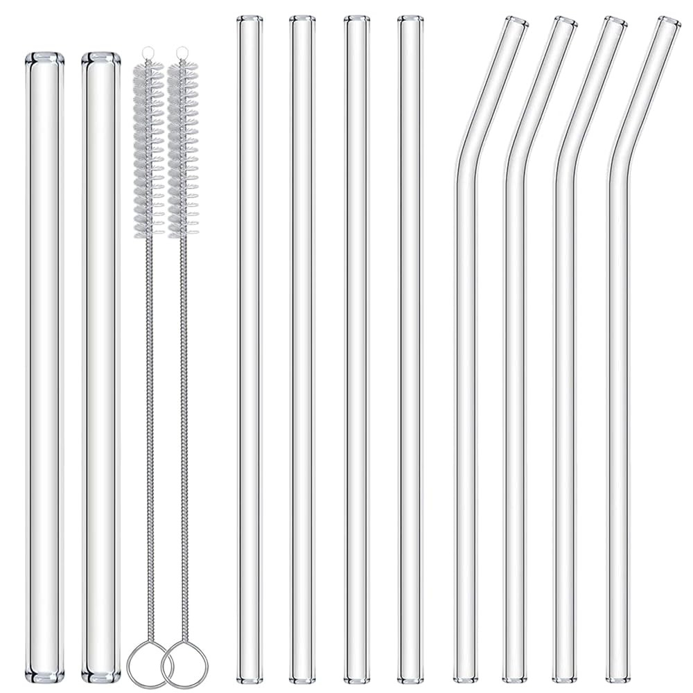 Nafender 10-Pack Glass Straws Reusable Drinking Straw Including 4 Straight and 4 Bent Straws & 2 ... | Amazon (CA)