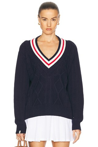 THE UPSIDE Renshaw Josette V Neck Sweater in Navy | FWRD | FWRD 