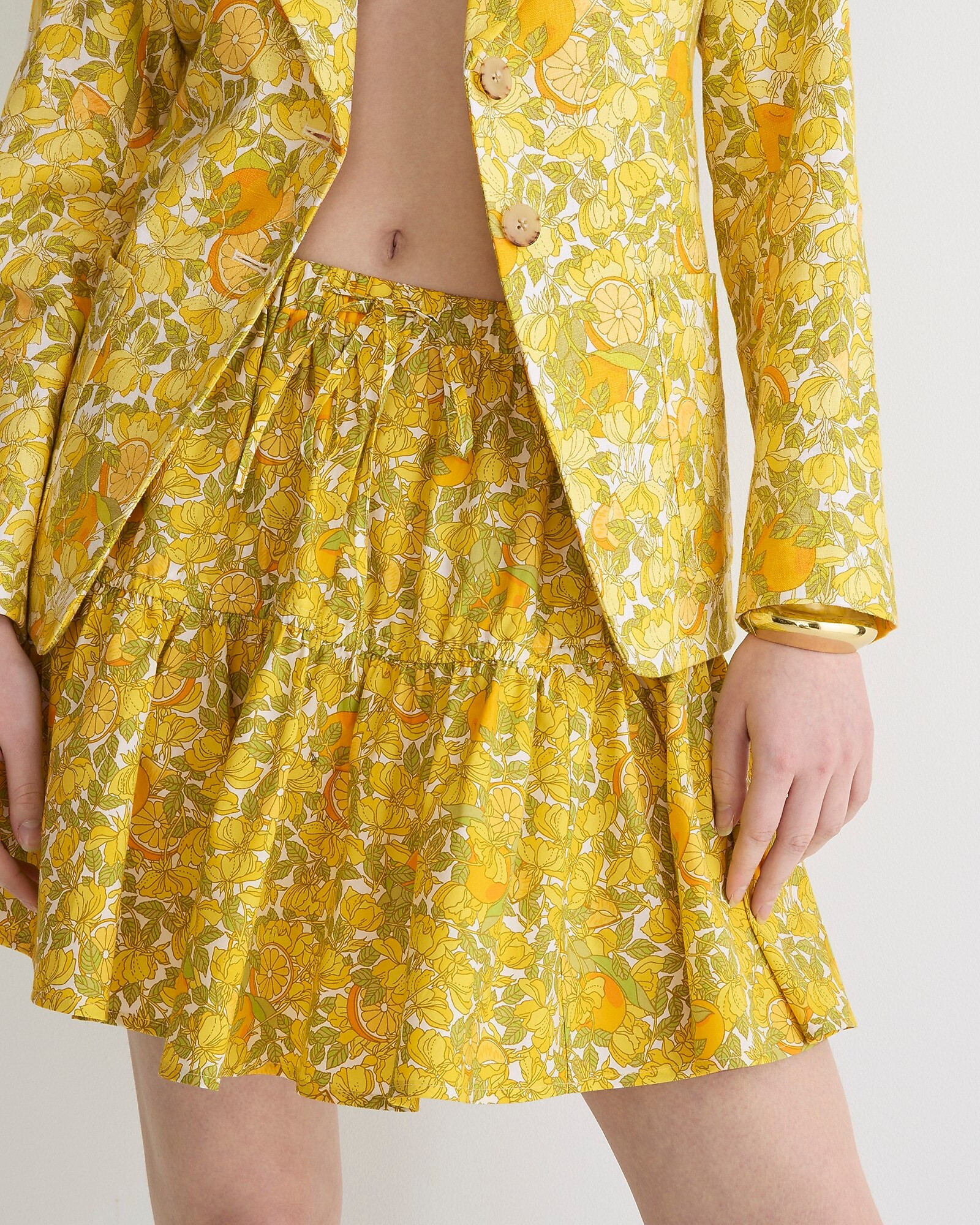 Tiered mini skirt in limone print | J. Crew US