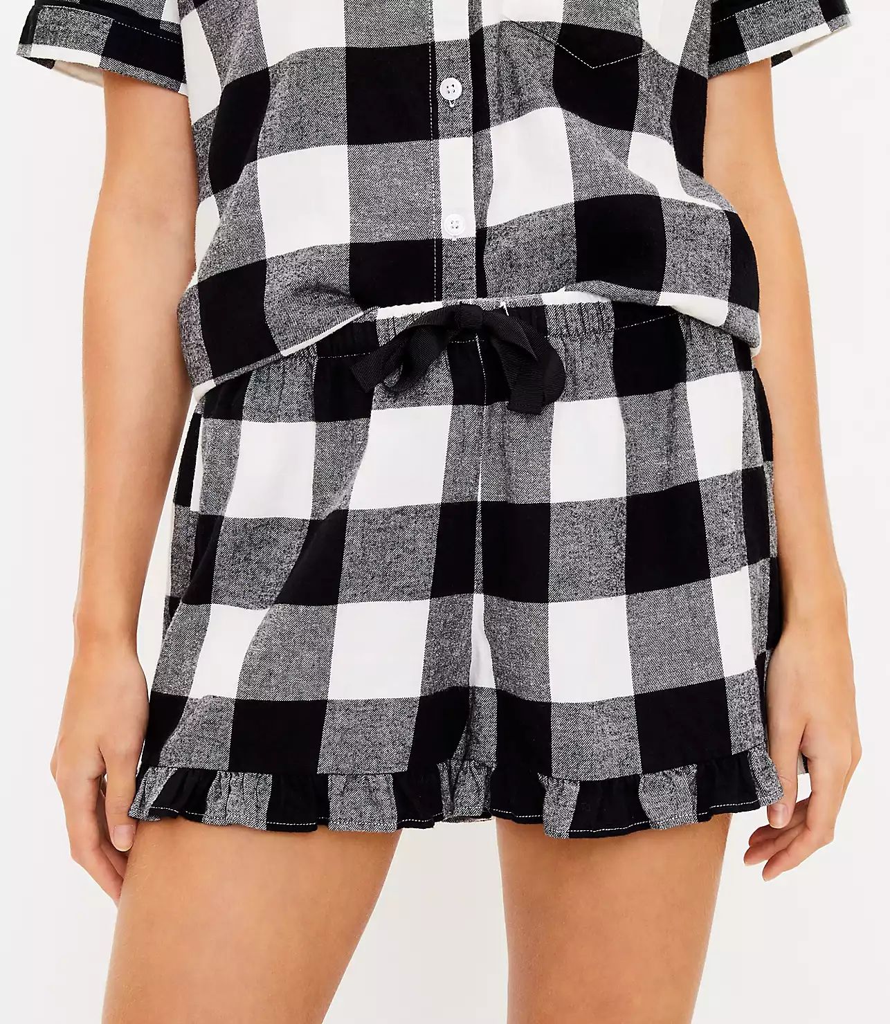 Buffalo Plaid Ruffle Pajama Shorts | LOFT