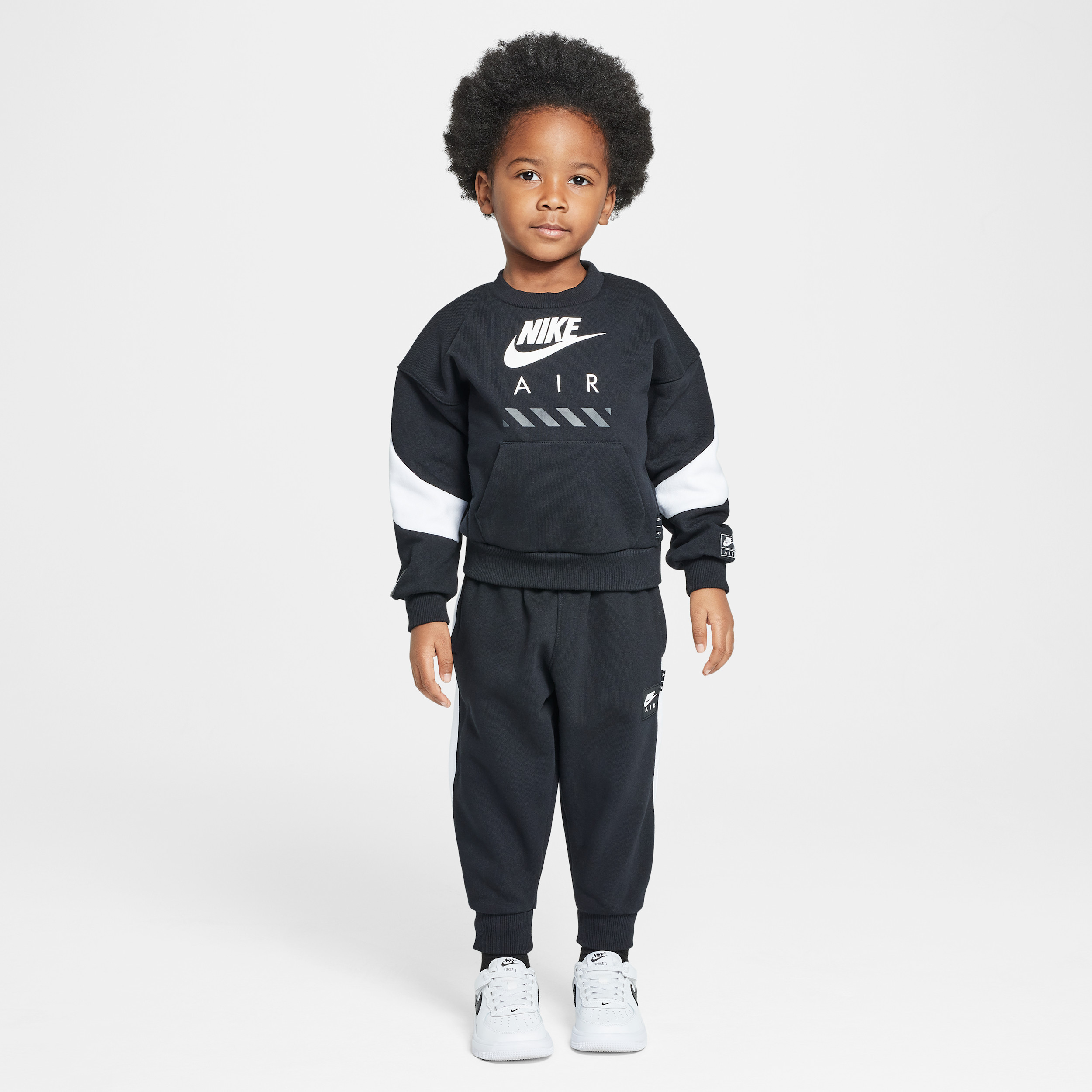 Nike Sportswear Toddler Air Fleece 2-Piece Crew Set in Black | 76M846-023 | Nike (US)