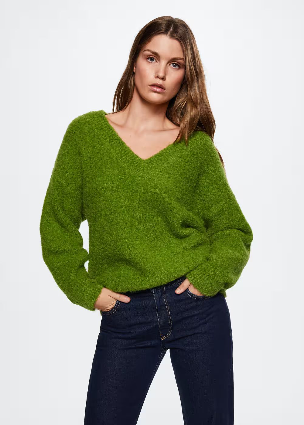 V-neck curly knit sweater -  Women | Mango USA | MANGO (US)