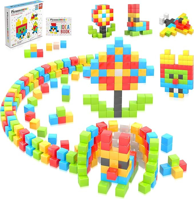 PicassoTiles 60 Pieces 1" Magnetic Building Blocks, 3D Construction Cubes Magnet Sensory Toys Gif... | Amazon (CA)