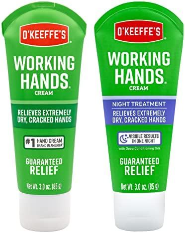 Amazon.com: O'Keeffe's Working Hands Hand Cream, 3 oz Tube and Night Treatment Hand Cream, 3 oz T... | Amazon (US)