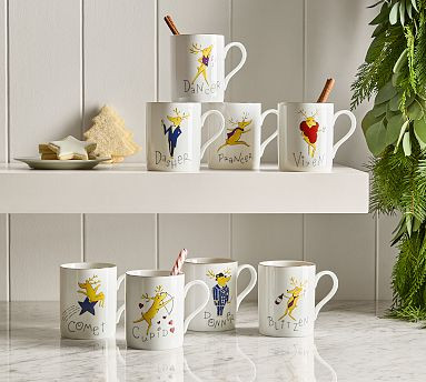 Vintage Reindeer Mugs - Mixed Set of 8 | Pottery Barn (US)