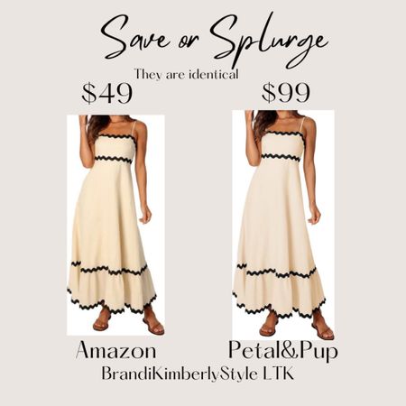 It’s Save or Splurge! Two very similar maxi dresses. Two very different prices. Save on this Amazon dress or splurge with this Pedal & Pup dress from Nordstrom‘s. The scallop trim trend is so adorable this year BrandiKimberlyStyle, summer fashion, summer outfit, spring outfit, white maxi dress black trim 

#LTKSeasonal #LTKover40 #LTKstyletip