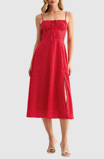 Polka Dot Corset Bodice Midi Sundress | Nordstrom