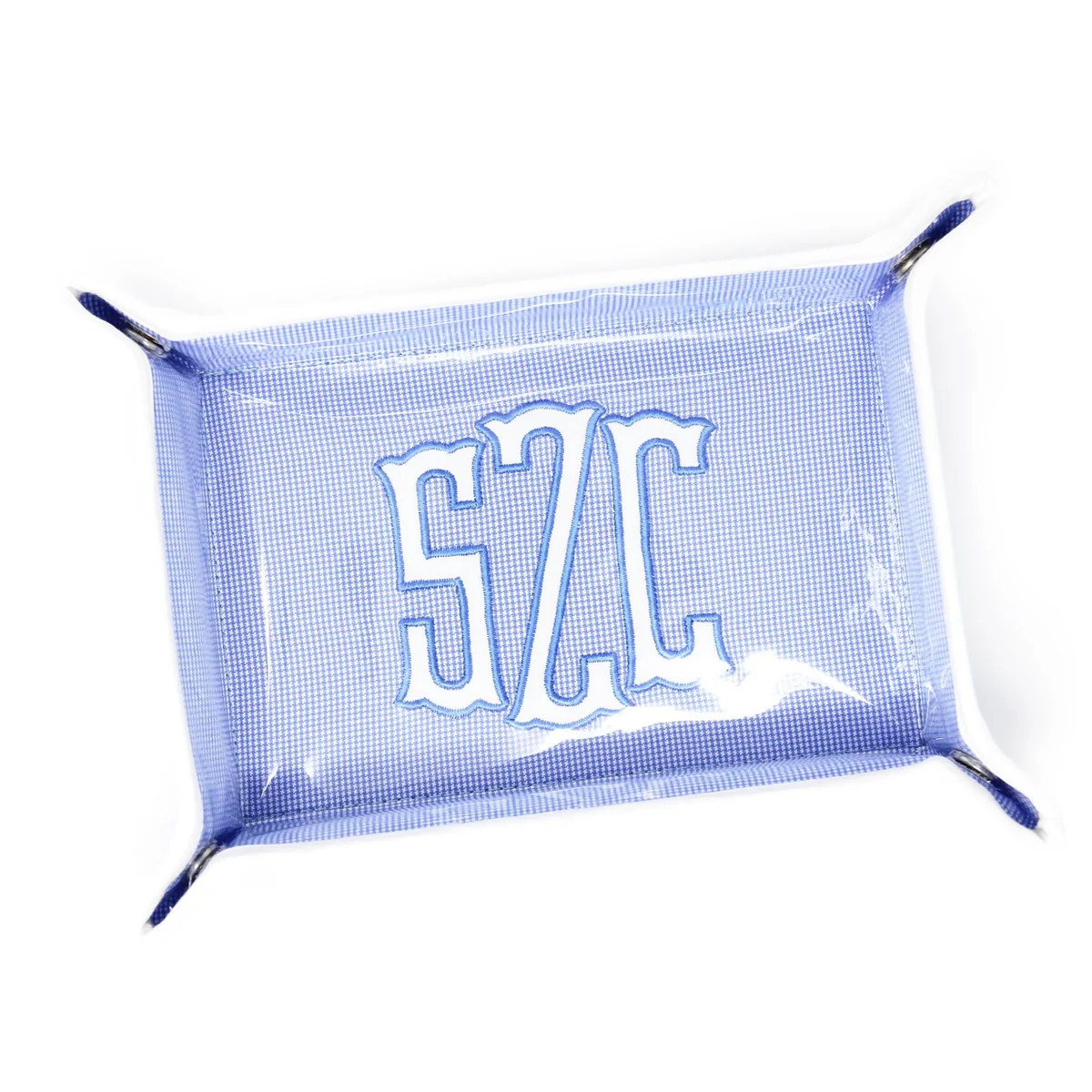 Special Order: Blue Gingham Snap Tray | Greystone Needlepoint