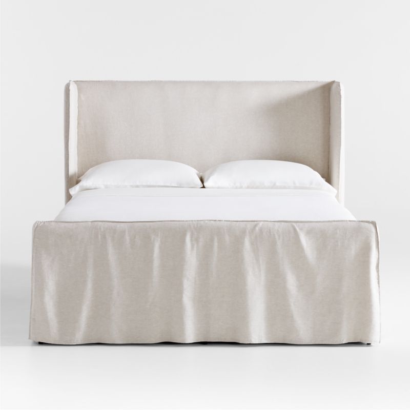 Positano Oatmeal Ivory Slipcovered Queen Bed | Crate & Barrel | Crate & Barrel