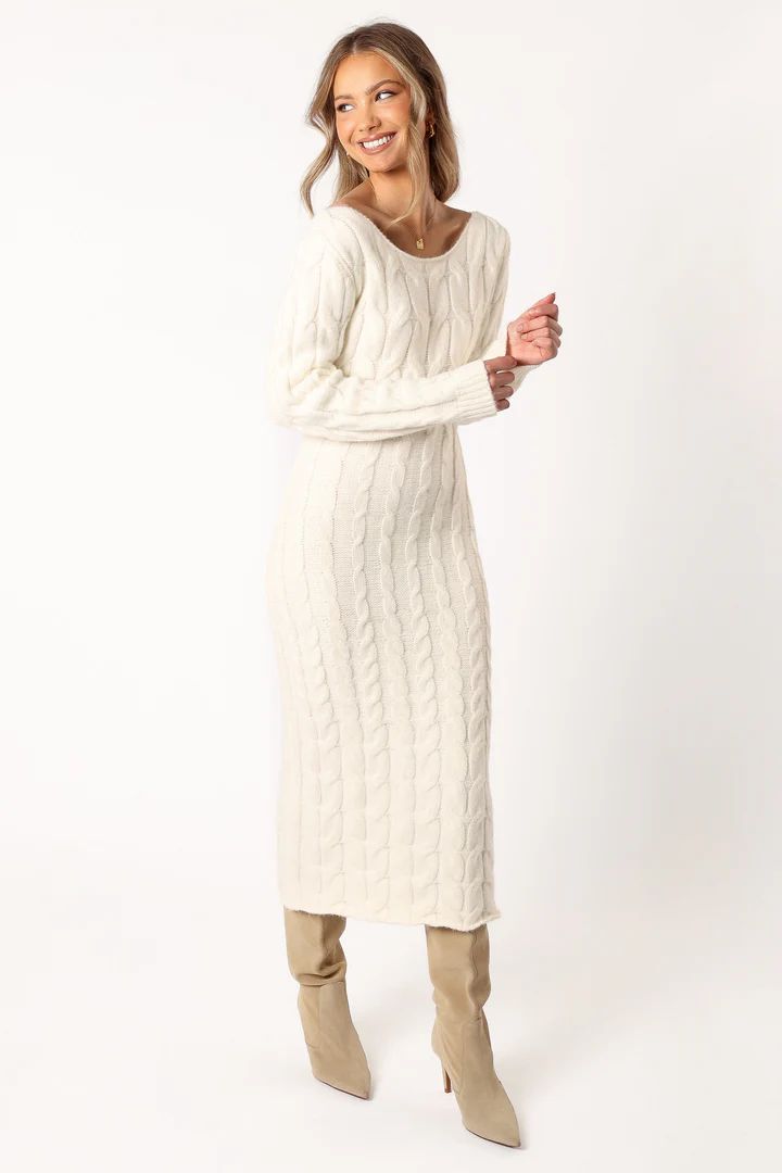 Blake Long Sleeve Midi Dress - Cream | Petal & Pup (US)