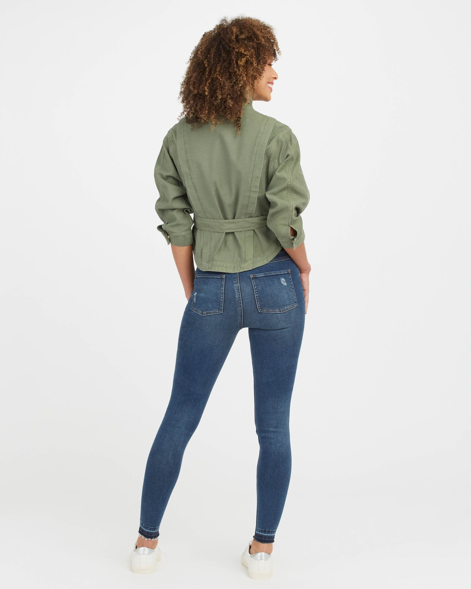 Distressed Ankle Skinny Jeans, Medium Wash | Spanx